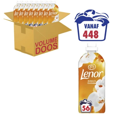 Afbeelding van 8x Lenor Wasverzachter Amber &amp; Orchidee 56 Wasbeurten 1176 ml