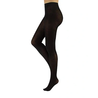 Afbeelding van CALZITALY Wollen Panty, Dames Kousen, Winterpanty Zwart, Grijs, Navy, Paars, Bruin, Beige, Bordeaux, Groen S, M, L, XL 100 DEN Made in Italy, zwart.