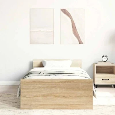 Afbeelding van Bedframe Bewerkt Hout Sonoma Eikenkleurig 100X200 cm 90 x 190 / eiken