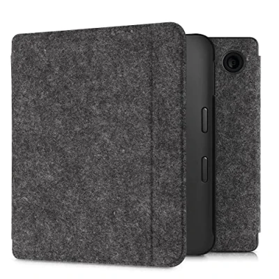 Afbeelding van kwmobile hoes geschikt voor Kobo Libra 2 e reader beschermhoes van vilt donkergrijs