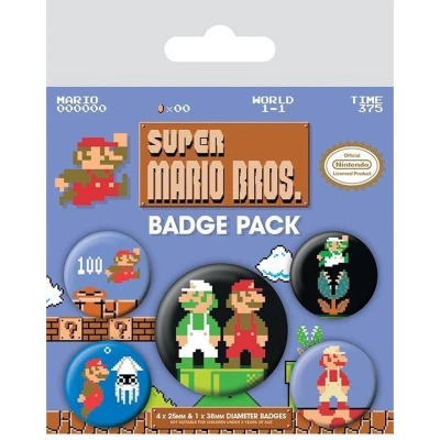 Afbeelding van Super Mario Badge Set Pack of 5 Multicoloured