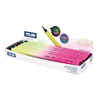Afbeelding van Milan Doos Weergeven Sunset 12 Maxi Ronde Potloden Serie Veelkleurig