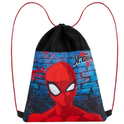 Afbeelding van Disney Tas met trekkoord voor kinderen, gymtas, zwembad, zwemmen, 44 x 35 cm, rood/blauw Spiderman