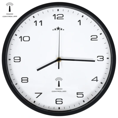 Afbeelding van Wandklok met quartz uurwerk radiogestuurd 31 cm wit en zwart