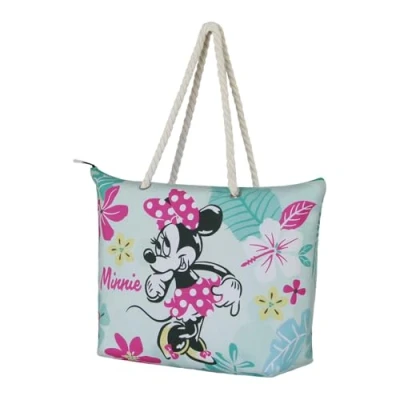 Afbeelding van Karactermania Disney Minnie Mouse Tropisch Zon Strandtas met rits Shopper Groen