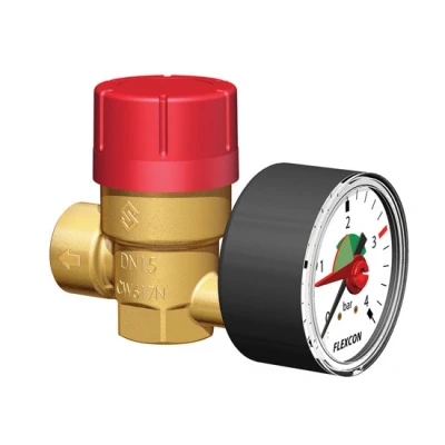 Afbeelding van Flamco Prescomano overstortventiel 3 bar 1/2&quot; met manometer. Artikelnr: 27683
