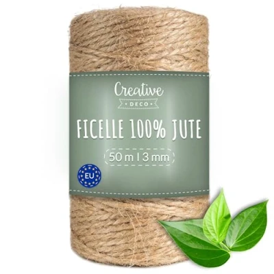 Afbeelding van Creative Deco 50 m Jute Koord Natuurlijk 2 3 mm Dikte Bruin Decoratie, Bloemen, DIY, Verpakking en Recycling