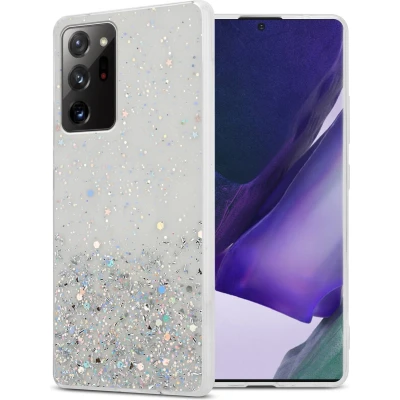 Afbeelding van Cadorabo Hoesje geschikt voor Samsung Galaxy NOTE 20 ULTRA in Transparant met Glitter Beschermhoes van flexibel TPU silicone fonkelende glitters Case Cover Etui