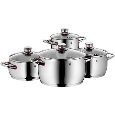 Afbeelding van WMF Quality One Pannenset 4 delig, 2 x lage kookpan (16 en 20cm) hoge (16, 20 cm), Glazen deksels, Cromargan® RVS 18/10, Koele handgrepen, Alle Warmtebronnen (incl Inductie)