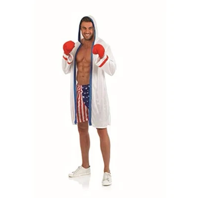 Afbeelding van Fun Shack Boxerkostuum voor heren, herenkostuum, bokser, volwassenen, bokspak, badjas, boksjas, carnavalskostuum, maat M