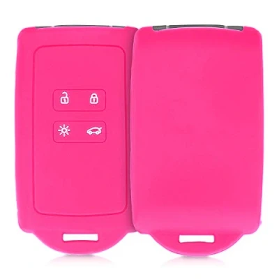 Afbeelding van kwmobile autosleutelhoes geschikt voor Renault 4 knops Smartkey autosleutel (alleen Keyless Go) Siliconenhoes in roze Sleutelcover