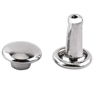 Afbeelding van 100 stuks leren klinknagels Dubbele dop Voor knutselen 6 x 8 mm 3 kleuren Goud, zilver, brons (zilver)