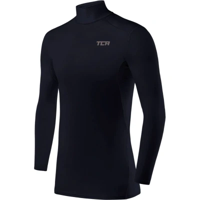 Afbeelding van TCA Mannen HyperFusion Compressie Basislaag Top Lange Mouw Ondershirt Mock Hals Donkerblauw, XL