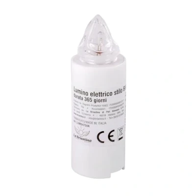Afbeelding van La Briantina Elektrische led lumino, 365 dagen, wit met fonkelend vast licht, h9,5 x ø3 cm