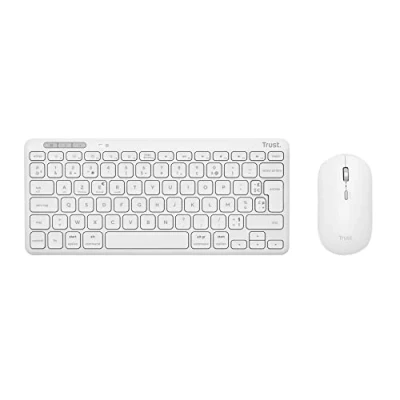 Image de Trust Lyra Ensemble clavier et souris multi appareil compact sans fil USB, Bluetooth AZERTY Français blanc