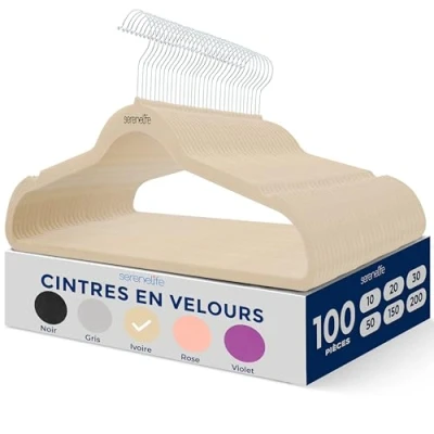 Afbeelding van SereneLife Kleerhangers Fluwelen Hangers Antislip Zware Duurzame Kledinghangers Set 100 Stuks Duurzaam met 360 Draaihaak