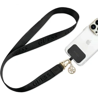 Afbeelding van Guess CBDY Chain Belt Universeel Crossbody Nylon Telefoonkoord Zwart