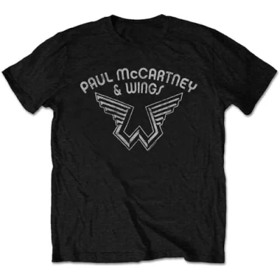 Afbeelding van Paul McCartney Wings Logo Heren T shirt M Zwart