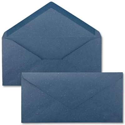 Afbeelding van 50 x kraftpapier enveloppen DIN lang blauw natte plakrand 11 22 cm nieuw papier