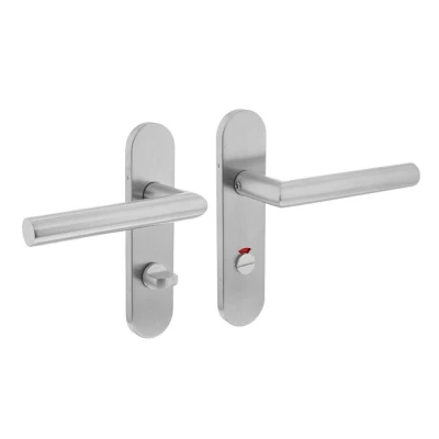 Afbeelding van Intersteel Deurkruk Hoek 90 ovaal schild verdekt 170x40mm WC63/8 RVS Geborsteld