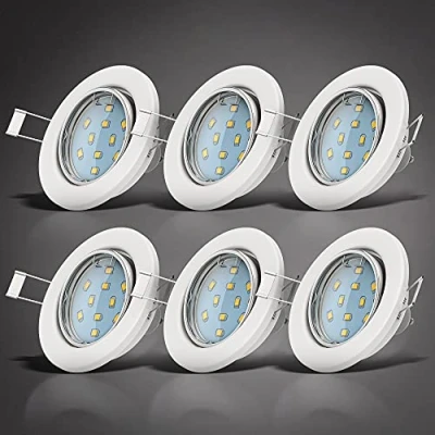 Afbeelding van B.K.Licht Inbouwspots LED witte 6 stuks ronde vor binnen met GU10 kantelbaar spotjes inbouw IP23 Ø8.6cm 3.000K 250Lm 3W