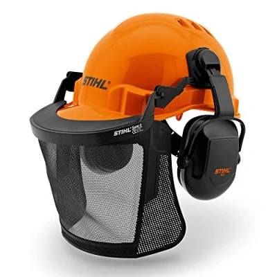 Afbeelding van Stihl Function Helmset Basic nylon vizier oorbeschermers veiligheidshelm met ventilatieopeningen zonneklep zwart/oranje