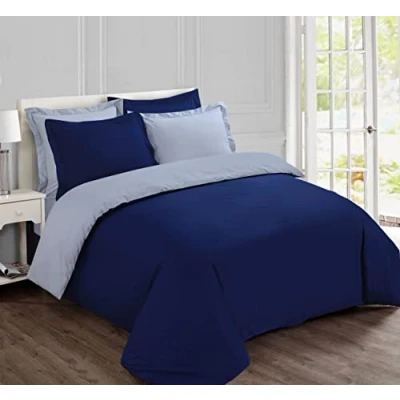 Afbeelding van Vision Omkeerbaar tweezijdig Dekbedovertrekset Blauw/grijs Tweepersoons Dekbedovertrek 200 x 200cm met 2 bijhorende slopen 100% katoen