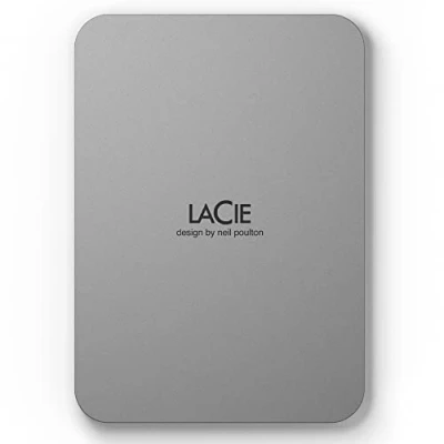 Afbeelding van LaCie Mobile Drive 4 TB, draagbare externe harde schijf Moon Silver, USB C 3.2, voor pc en Mac, van gerecyclede materialen, met abonnement op alle Adobe Services Rescue apps (STLP4000400)