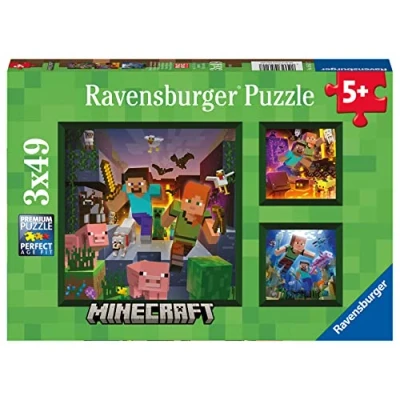 Afbeelding van Ravensburger puzzel Minecraft Biomes Legpuzzel 3x49 stukjes