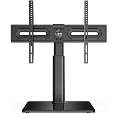 Afbeelding van Universele tv standaard draaibaar voor 27 55 inch tv, in hoogte verstelbare tafelblad met gehard glazen basis, max VESA 400x400mm houdt 40kg