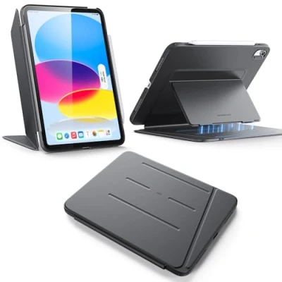 Afbeelding van ESR iPad 11e generatie (A16) hoes, 11e/10e (2025/2022), verticale standaard, meerdere standhoeken, ultra stabiele flip serie, zwart