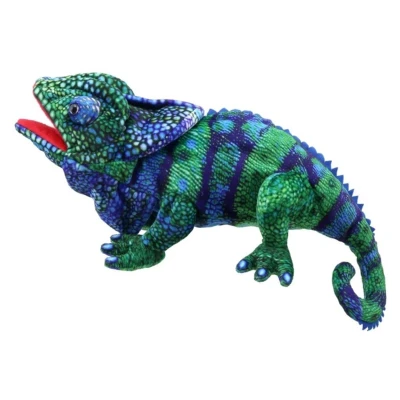 Afbeelding van Full Bodied Blue &amp; Green Chameleon Hand Puppet: (Blue Green)