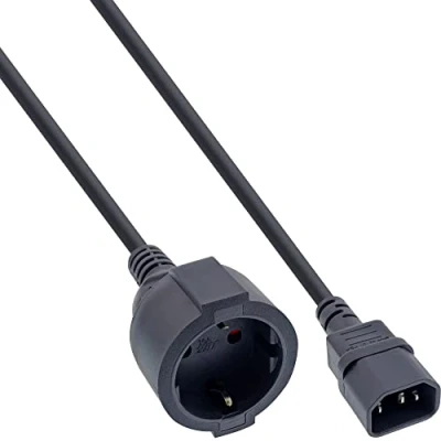 Afbeelding van C14 CEE 7/3 stroomkabel voor UPS/PDU 3x 1,00mm / zwart 3 meter