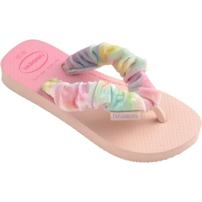 Afbeelding van Havaianas Meisjes Fluffy slippers van fluweel met print in de kleur Roze, maat: 27/28