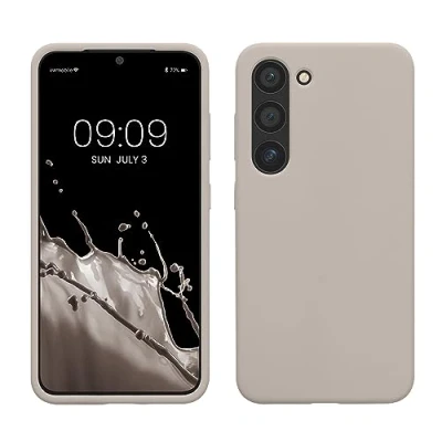 Afbeelding van kwmobile telefoonhoesje geschikt voor Samsung Galaxy S23 Hoesje met siliconen coating Smartphone case in mat beige