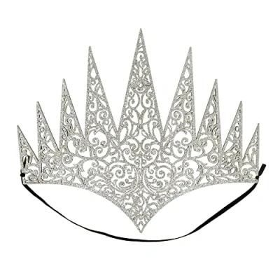 Afbeelding van Boland 44087 Koninginnenkroon met elastiek, diadeem, accessoires, ijsprinses, themafeest, carnaval, zilver, één maat