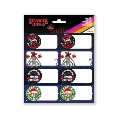 Afbeelding van Grupo Erik Stranger Things Kerstcadeau etiketten zelfklevende etiketten, kerststickers, cadeaulabel