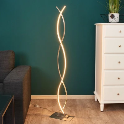 Afbeelding van Lindby LED vloerlamp 1licht aluminium, metaal, kunststof H: 138 cm mat nikkel, wit Inclusief lichtbron