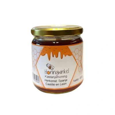 Afbeelding van Kastanjehoning 450g Spanje Honingwinkel (vloeibaar)