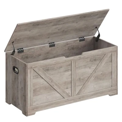 Afbeelding van VASAGLE Opbergkist, opbergbank, dekenbox, met 2 veiligheidsscharnieren, opbergbank voor schoenen, boerderij, 40 x 100 46 cm, hal, slaapkamer,
