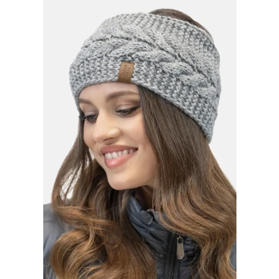 Afbeelding van VIVISENCE Winterhoofdband voor dames van dik garen met perfecte pasvorm koele herfstdagen en elegant design zachte fleecevoering model 7094, lichtgrijs, 1 stuk (1e