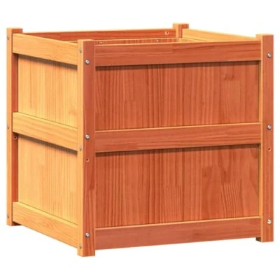 Afbeelding van Plantenbak 60x60x60 cm massief grenenhout wasbruin