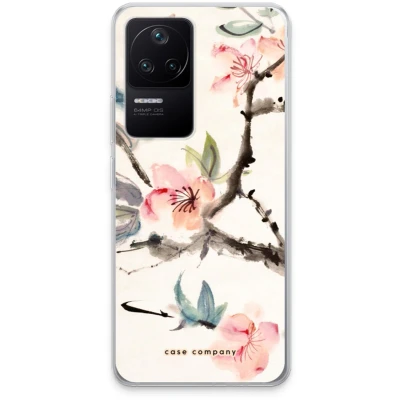 Afbeelding van Case Company® hoesje geschikt voor Xiaomi Poco F4 Japanse bloemen Soft Cover Telefoonhoesje Bescherming aan alle Kanten en Schermrand