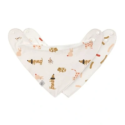 Image de LÄSSIG Bavoir Bébé Écharpe Triangle Set 2 Pcs. Coton Bio Bouton Pression Réversible/Baby Bandana Little Mateys Spicy Orange