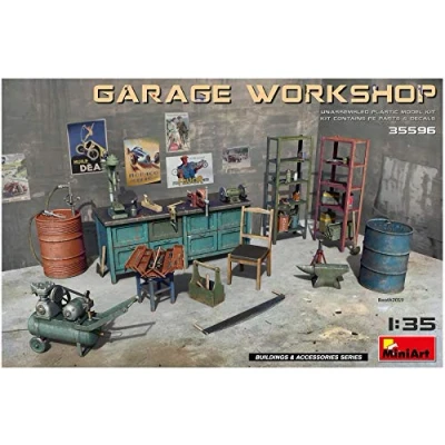 Afbeelding van 1:35 MiniArt 35596 Garage Workshop Plastic Modelbouwpakket