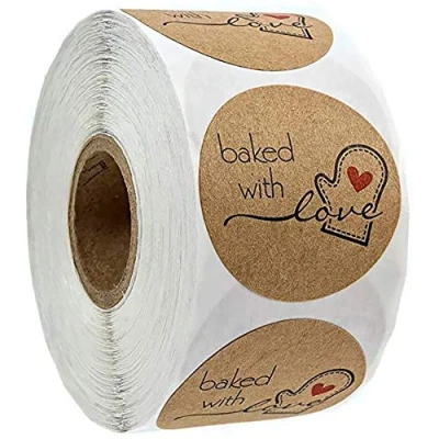 Afbeelding van POFET 500 stks Kraft Handgemaakte Ronde Bakken Sticker Zelfklevend Label Hand Zelfklevende Stickers Etiketten Roll Decor voor Huisgeschenken