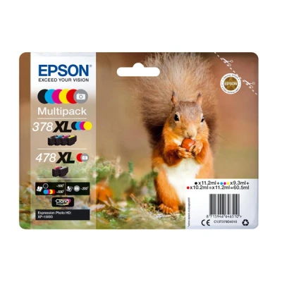 Image de Epson 478XL Multipack Pack de 6 60.5 ml haute capacité gris, noir, jaune, cyan, magenta, rouge original cartouche d&#039;encre pour Expression Home HD XP 15000