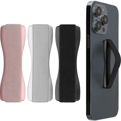 Afbeelding van kwmobile vingerhouder voor smartphone Vingergreep telefoon Zelfklevende finger holder Set van 3 In zwart / zilver roségoud