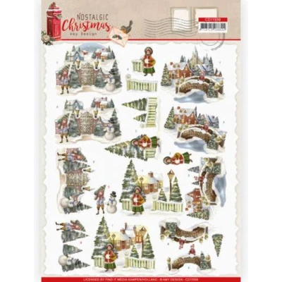 Afbeelding van Christmas Village Nostalgic 3D cutting sheet by Amy Design 10 stuks