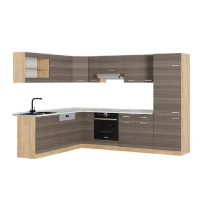 Afbeelding van Vicco Hoekkeuken R Line, Edel grijs/gouden eik, 227 x 287 cm , WB Marmer